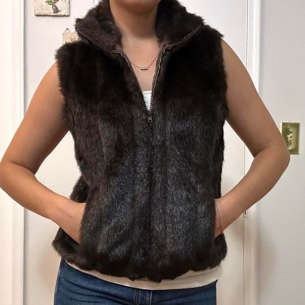 Le Chateau Faux Fur Vest Brown Size XS